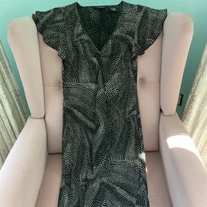 New York & Co Vintage Midi Dress Bl/Wt Polka Dots